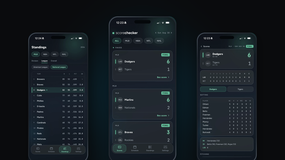 scorechecker app on iPhone